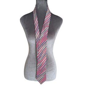 Missoni Cravatte Silk Tie Purple Pink Striped Mens Accessory